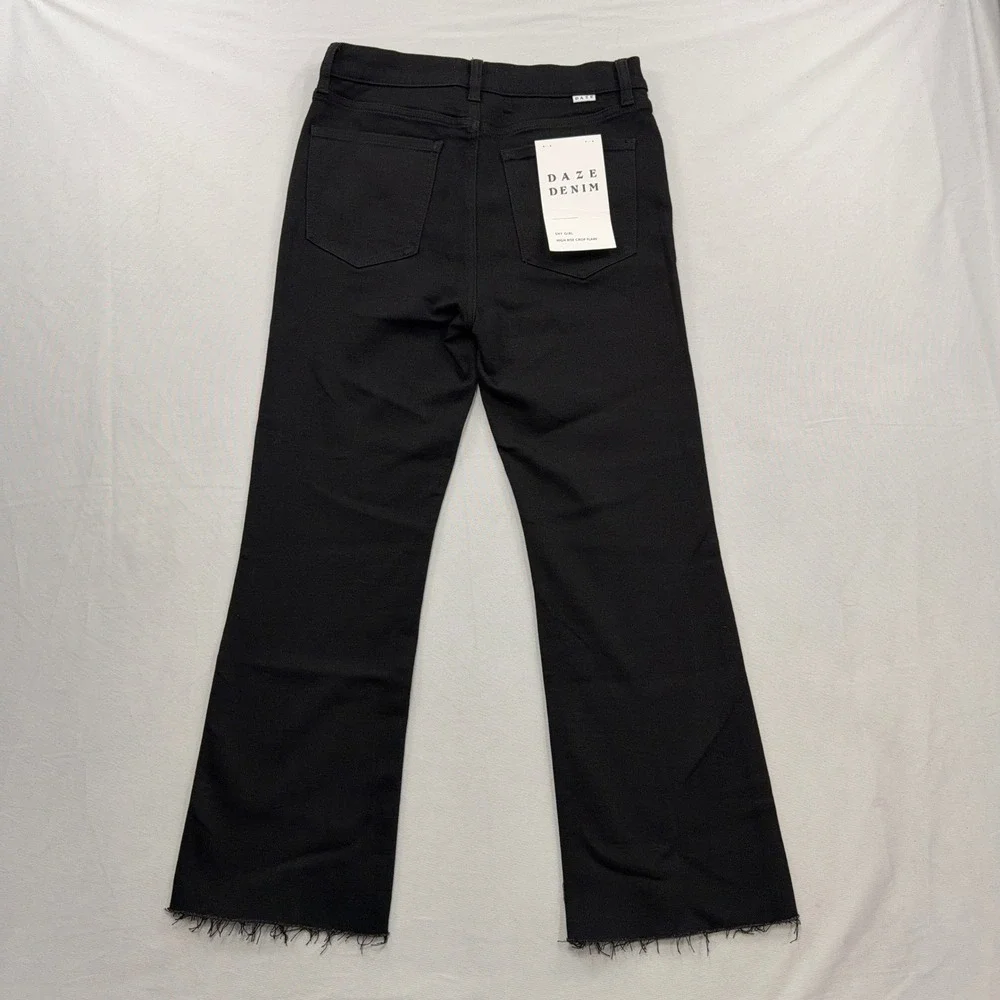 Daze Denim Shy Girl High Rise Crop Flare Jeans Black Mens Size 29 NWT